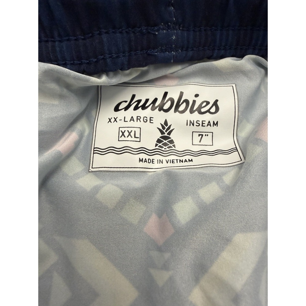 Chubbies‎ Geometric Pattern Mens XXL Blue Drawstring Stretch Twill 7" Shorts - Picture 2 of 5
